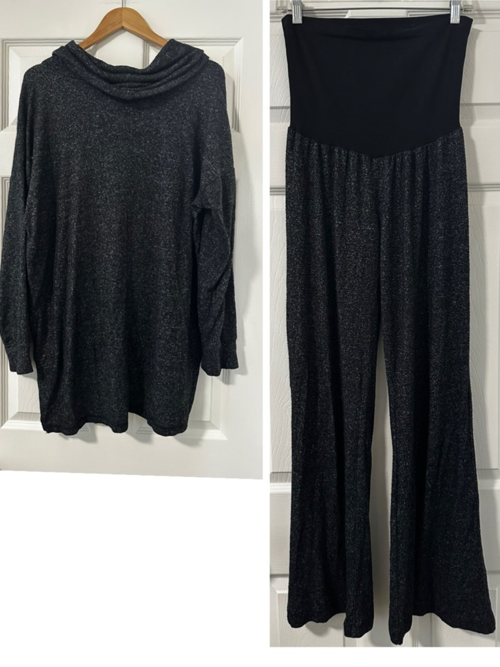 Dark charcoal gray Cowl neck sweater and pants set size XL